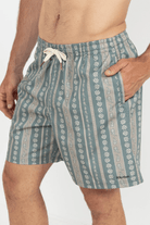 Rhythm Mens Rhythm Paisley Stripe Beach Short - Olive Rhythm Paisley Stripe Beach Short - Olive Splash Swimwear Mens