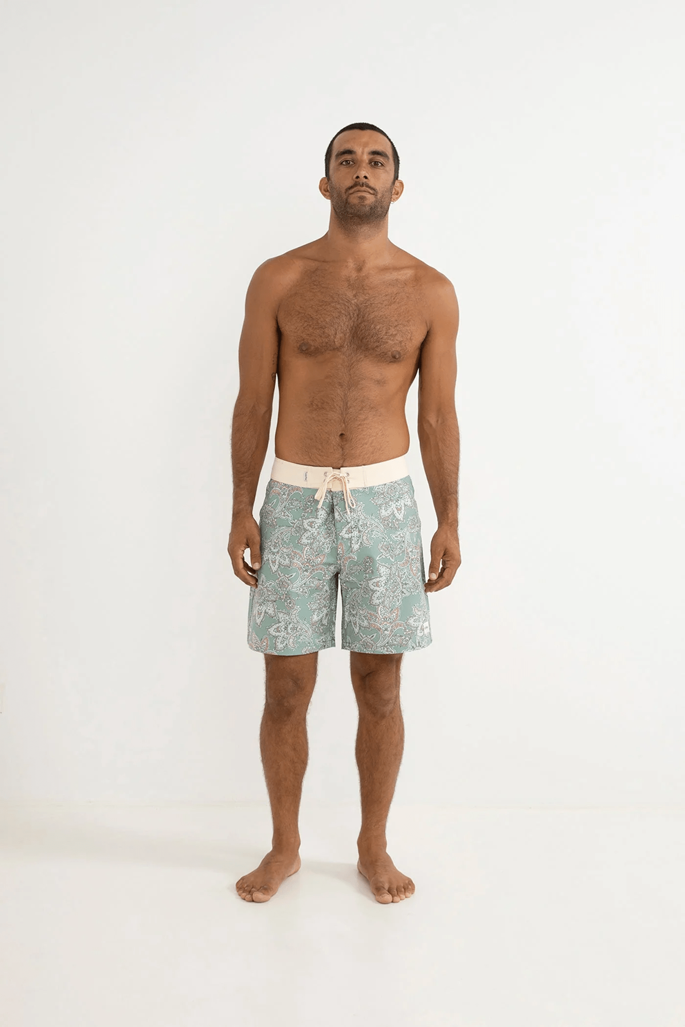 Rhythm Mens Rhythm Paisley Trunk - Green Tea Rhythm Paisley Trunk - Green Tea Splash Swimwear Mens Shorts