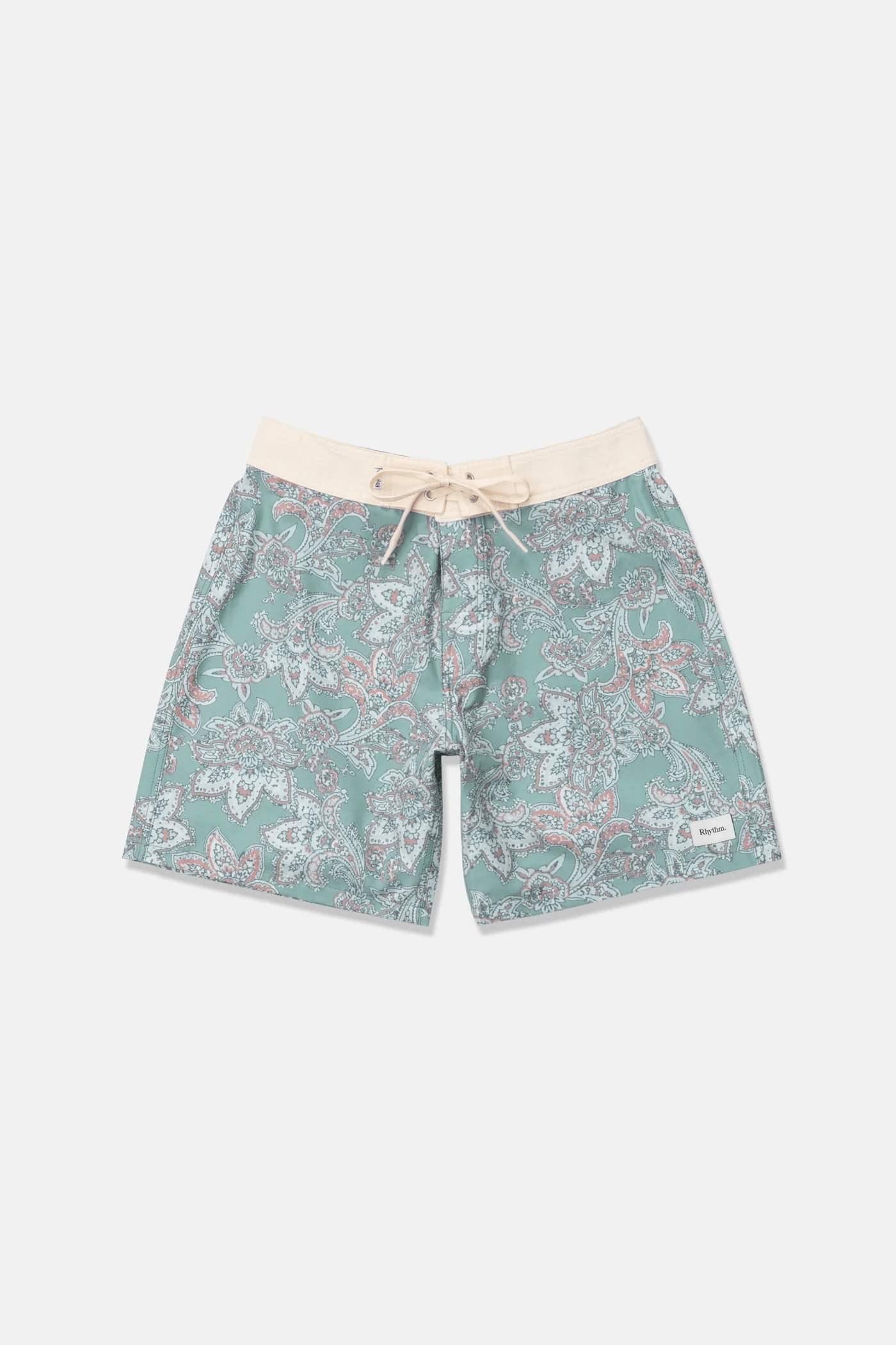 Rhythm Mens Rhythm Paisley Trunk - Green Tea Rhythm Paisley Trunk - Green Tea Splash Swimwear Mens Shorts
