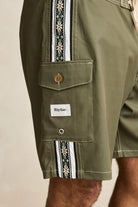 Rhythm Mens Rhythm Panel Stripe Trunk - Olive Rhythm Panel Stripe Trunk - Olive Splash Swimwear Mens Shorts