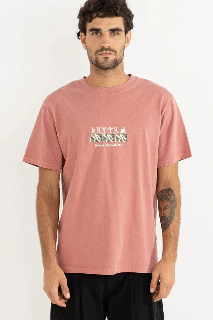 Rhythm Mens Rhythm Sound Specialist Vintage SS T-Shirt - Dusty Rose Rhythm Sound Specialist Vintage SS T-Shirt - Dusty Rose Splash Swimwear Mens
