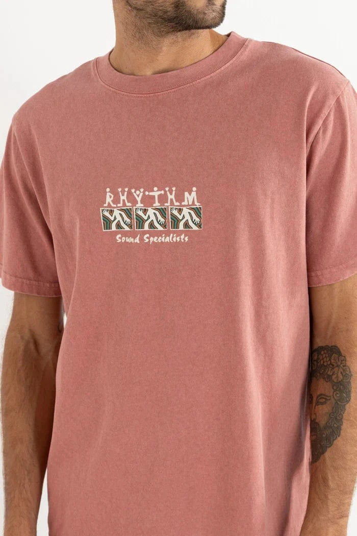Rhythm Mens Rhythm Sound Specialist Vintage SS T-Shirt - Dusty Rose Rhythm Sound Specialist Vintage SS T-Shirt - Dusty Rose Splash Swimwear Mens