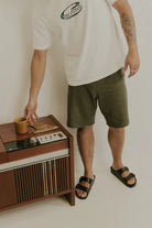 Rhythm Mens Rhythm Textured Box Jam - Olive Rhythm Textured Box Jam - Olive Splash Swimwear Mens