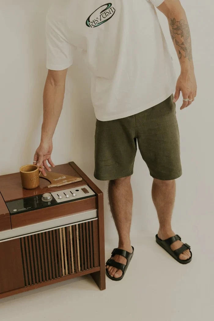 Rhythm Mens Rhythm Textured Box Jam - Olive Rhythm Textured Box Jam - Olive Splash Swimwear Mens