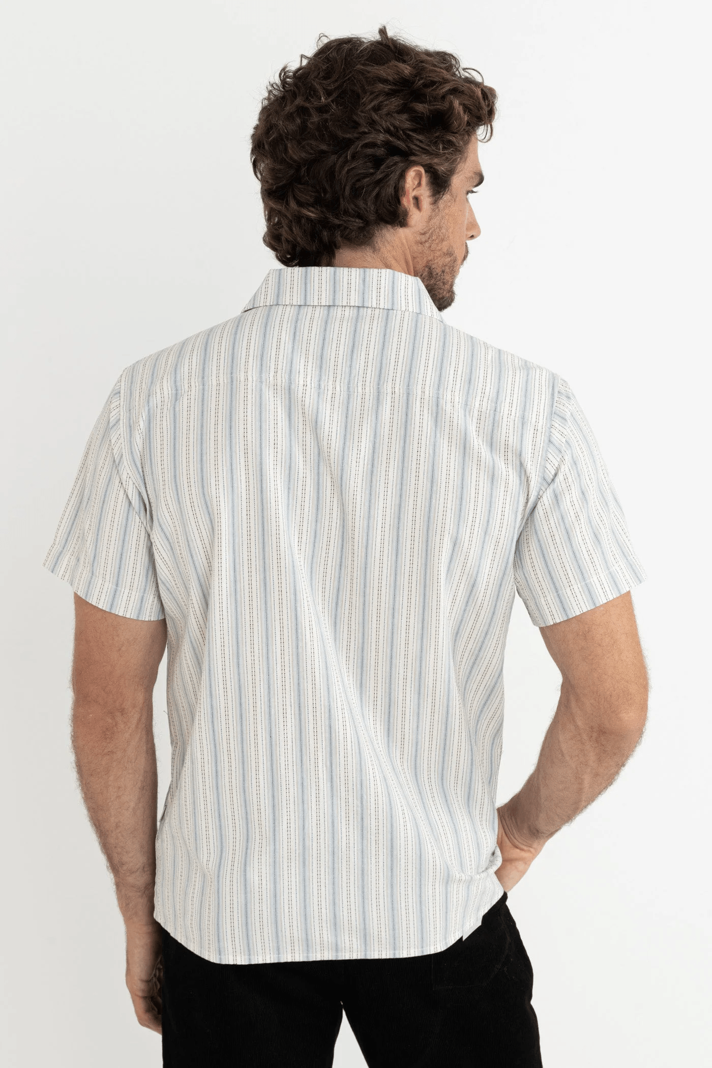 Rhythm Mens Rhythm Vacation Stripe SS Shirt - Natural Rhythm Vacation Stripe SS Shirt - Natural Splash Swimwear Mens