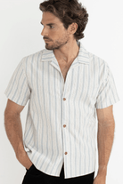 Rhythm Mens Rhythm Vacation Stripe SS Shirt - Natural Rhythm Vacation Stripe SS Shirt - Natural Splash Swimwear Mens