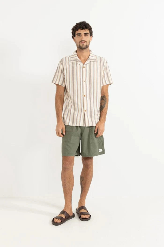 Rhythm Mens Rhythm Vacation Stripe SS Shirt - Tobacco Rhythm Vacation Stripe SS Shirt - Tobacco Splash Swimwear Mens