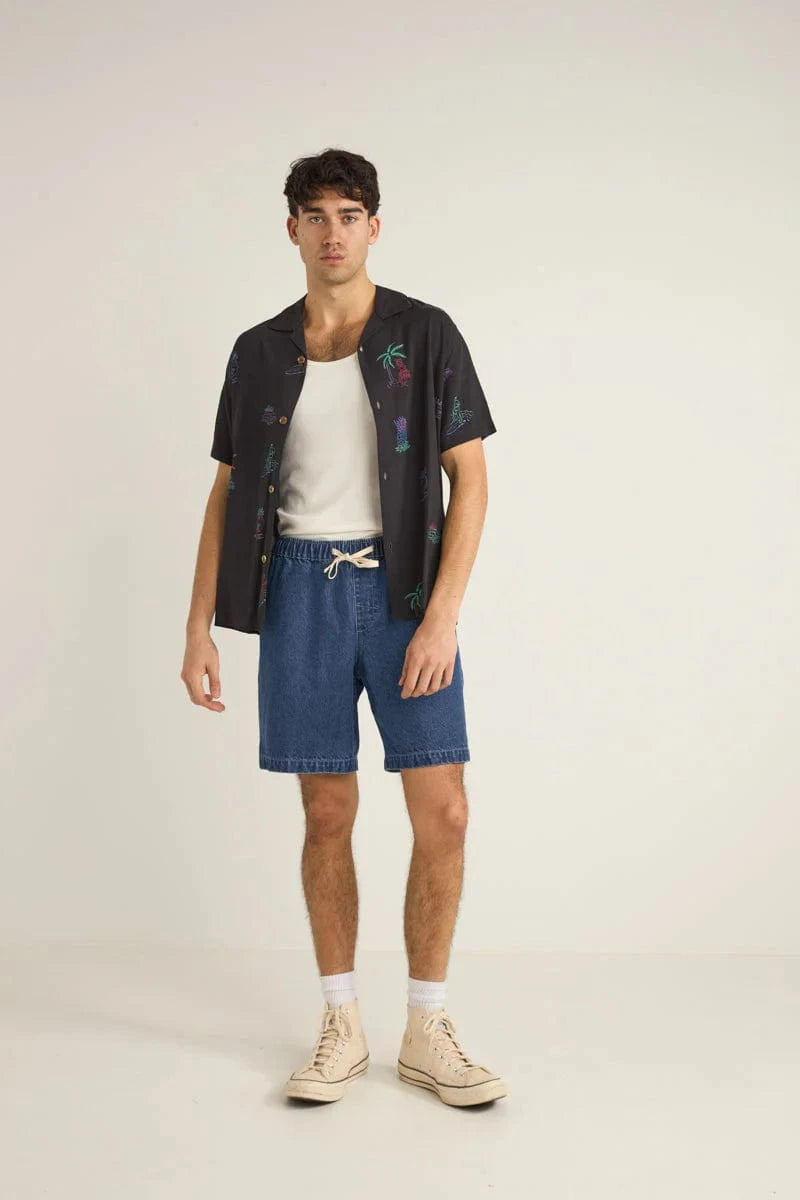 Rhythm Mens Rhythm Vibes SS Shirt - Black Rhythm Vibes SS Shirt - Black Splash Swimwear Mens