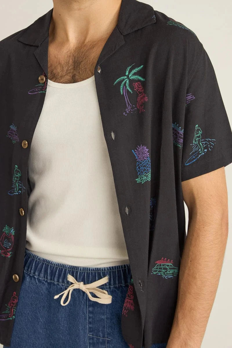 Rhythm Mens Rhythm Vibes SS Shirt - Black Rhythm Vibes SS Shirt - Black Splash Swimwear Mens