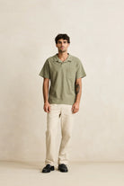 Rhythm Mens Rhythm Vintage Terry Polo - Sage Rhythm Vintage Terry Polo - Sage Splash Swimwear Mens Clothing