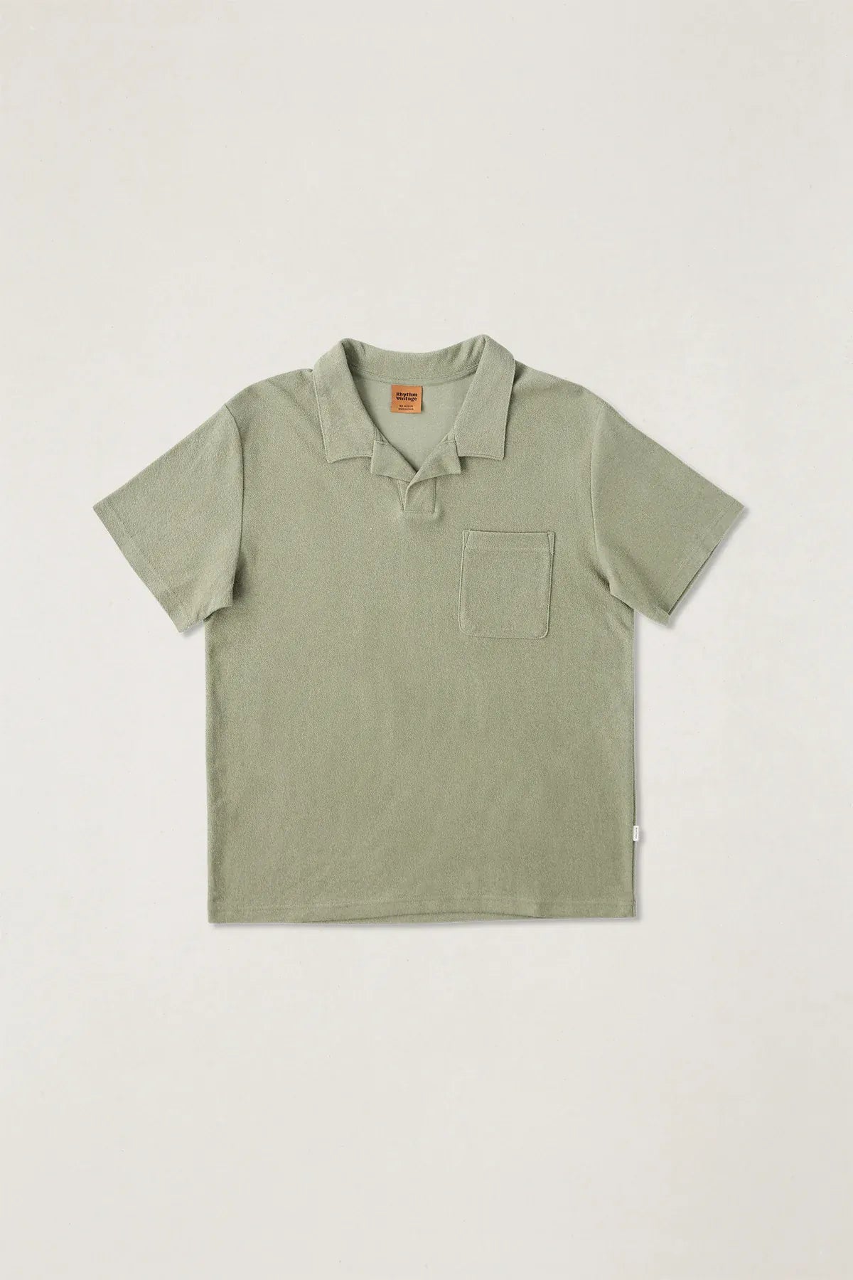 Rhythm Mens Rhythm Vintage Terry Polo - Sage Rhythm Vintage Terry Polo - Sage Splash Swimwear Mens Clothing