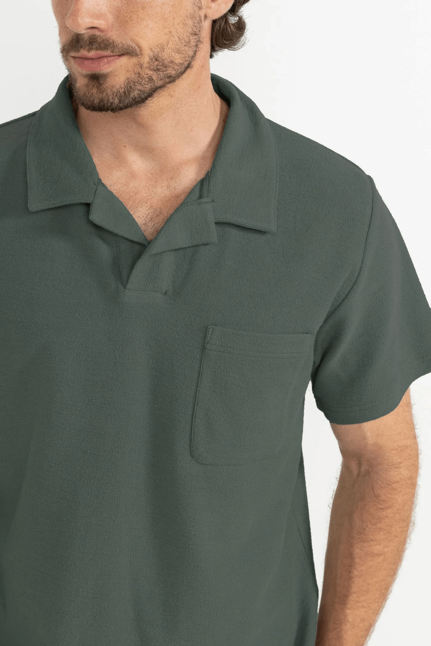 Rhythm Mens Rhythm Vintage Terry Polo - Silver Pine Rhythm Vintage Terry Polo - Silver Pine Splash Swimwear Mens