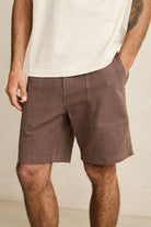 Rhythm Mens Rhythm Worn Path Textured Linen Short - Oak Rhythm Worn Path Textured Linen Short - Oak Splash Swimwear Mens Shorts