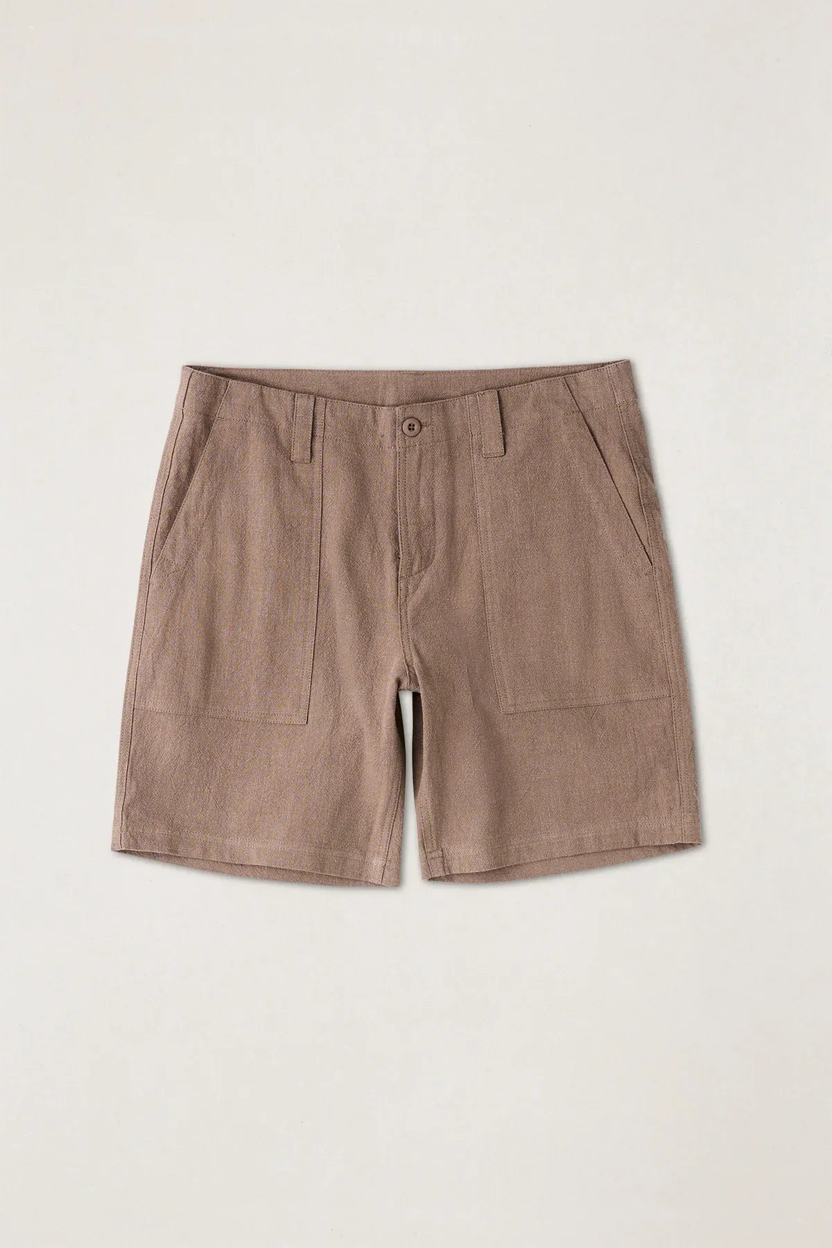 Rhythm Mens Rhythm Worn Path Textured Linen Short - Oak Rhythm Worn Path Textured Linen Short - Oak Splash Swimwear Mens Shorts