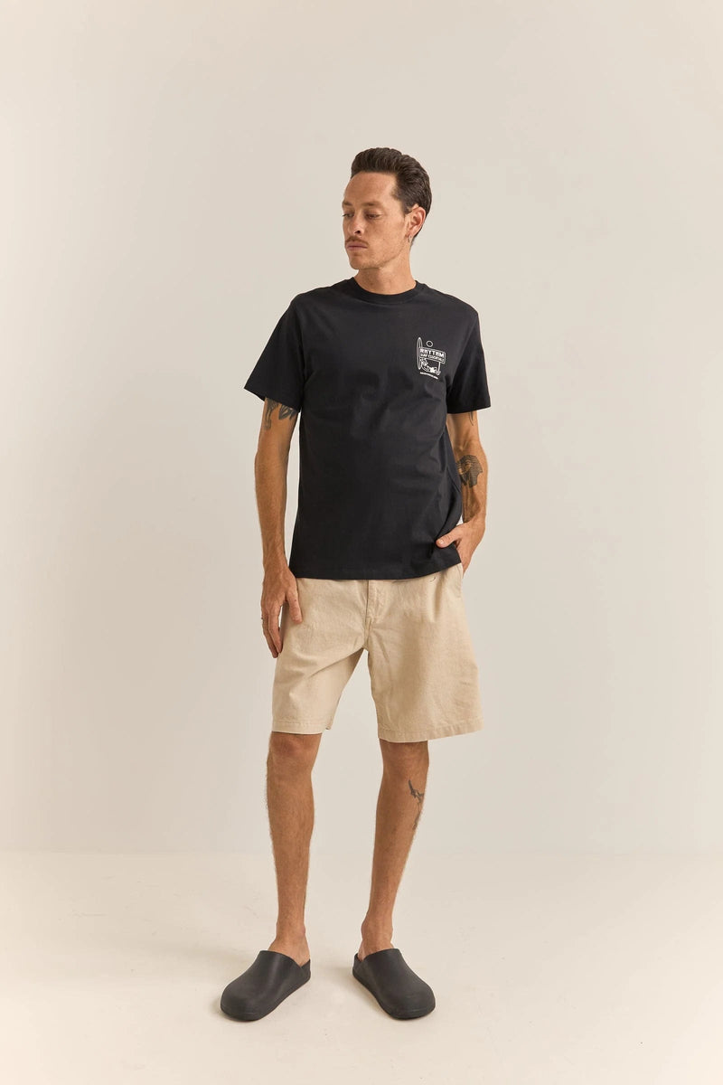 Rhythm Mens Siesta Tee - Black Rhythm Siesta Tee - Black Splash Swimwear Mens Shirt