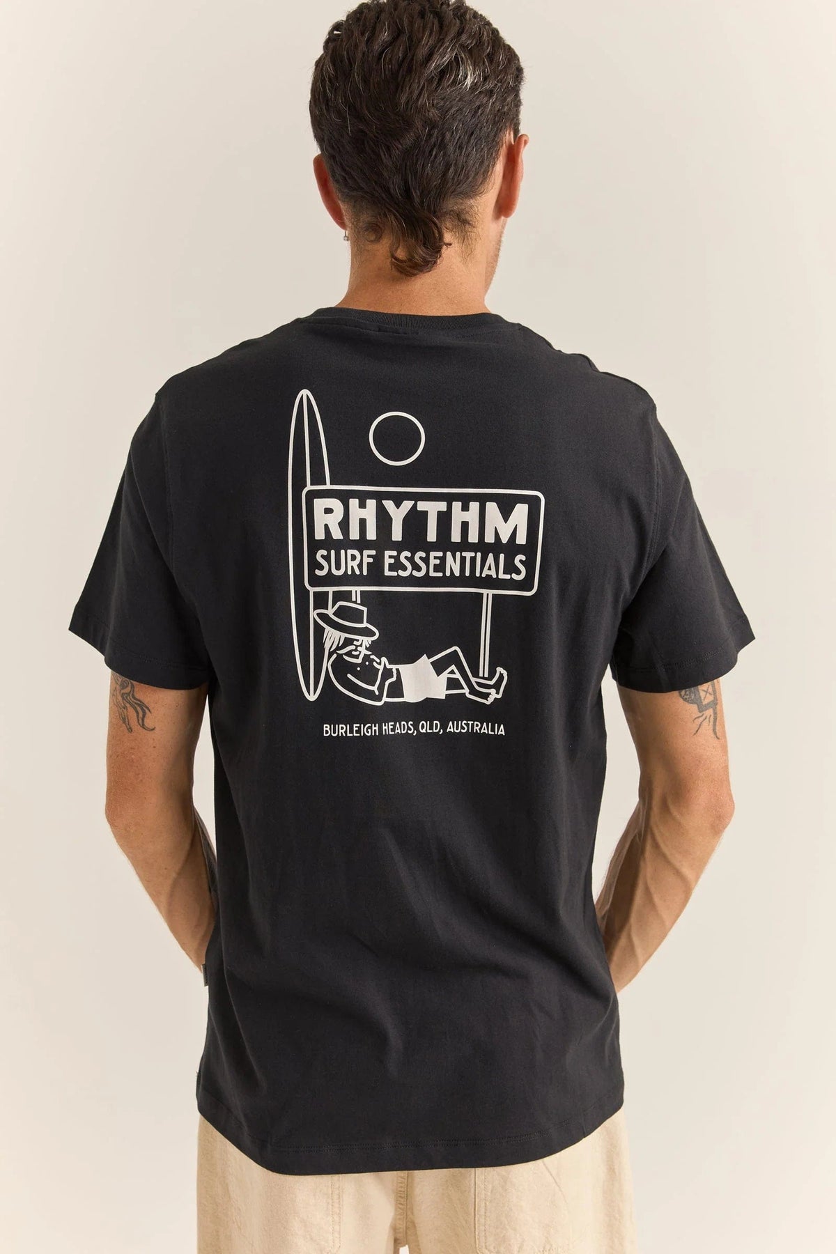 Rhythm Mens Siesta Tee - Black Rhythm Siesta Tee - Black Splash Swimwear Mens Shirt