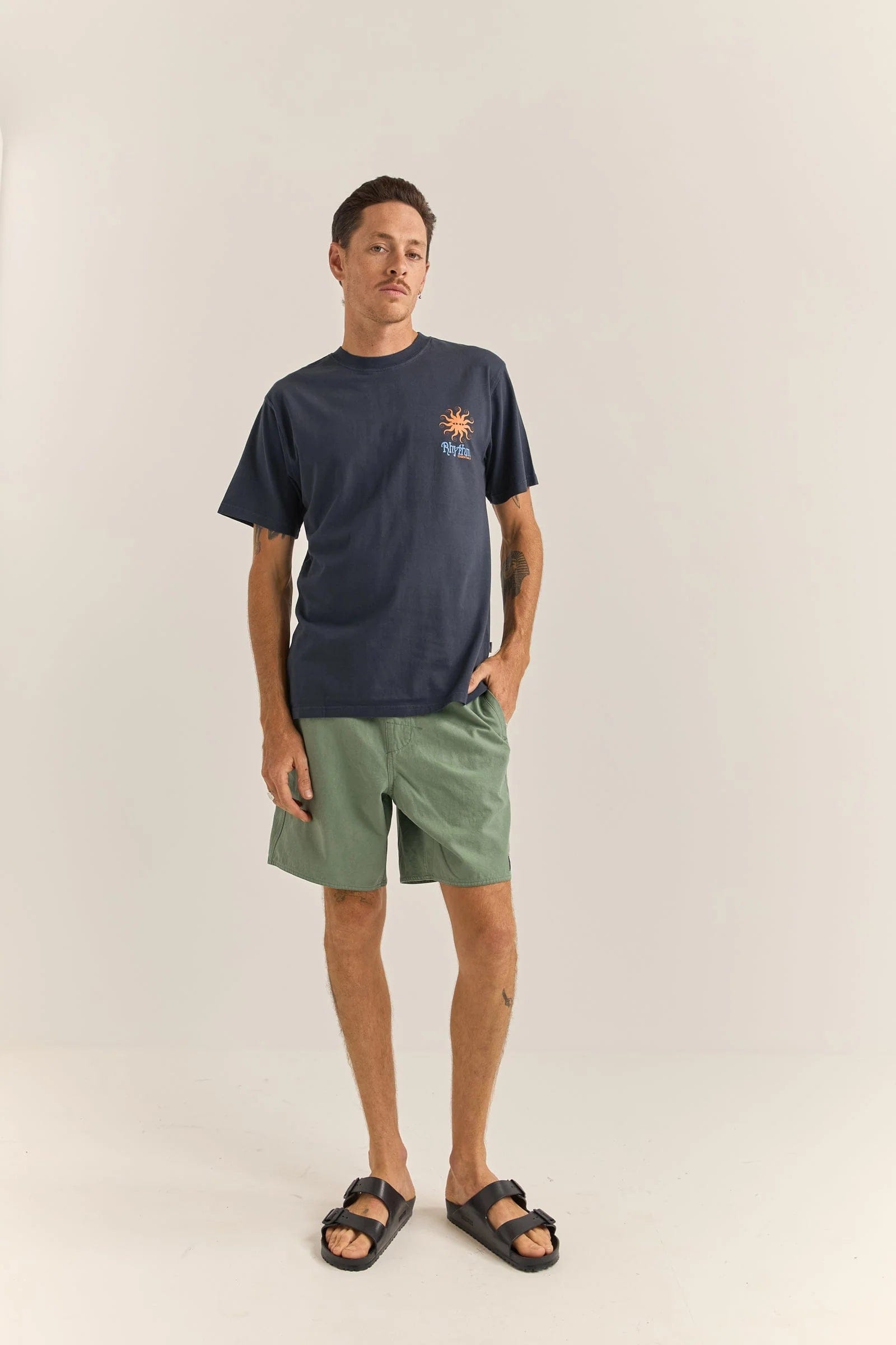 Rhythm Mens Sun Vintage Short Sleeve T-Shirt - Navy Rhythm Sun Vintage Short Sleeve T-Shirt - Navy Splash Swimwear Mens Clothing