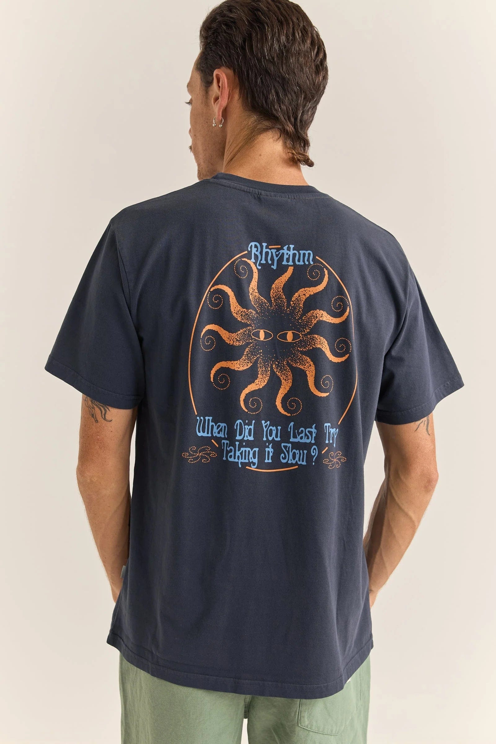 Rhythm Mens Sun Vintage Short Sleeve T-Shirt - Navy Rhythm Sun Vintage Short Sleeve T-Shirt - Navy Splash Swimwear Mens Clothing