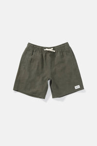 Rhythm Mens Textured Linen Jam - Olive Rhythm Textured Linen Jam - Olive Splash Swimwear Mens