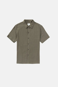 Rhythm Mens Textured Linen Ss Shirt - Olive Rhythm Textured Linen Ss Shirt Olive Splash Swimwear Mens