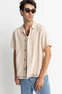 Rhythm Mens Mens Trim Ss Shirt Natural Rhythm Trim Ss Shirt Natural