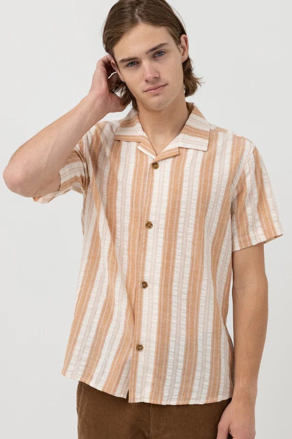 Rhythm Mens Vacation Stripe Short Sleeve Shirt - Cedar Splash Swimwear Clothing