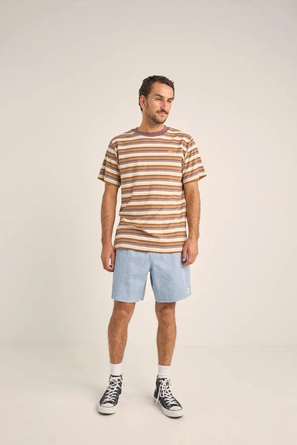 Rhythm Mens Vintage Stripe SS T-Shirt - Cedar Vintage Stripe SS T-Shirt - Cedar Splash Swimwear Mens