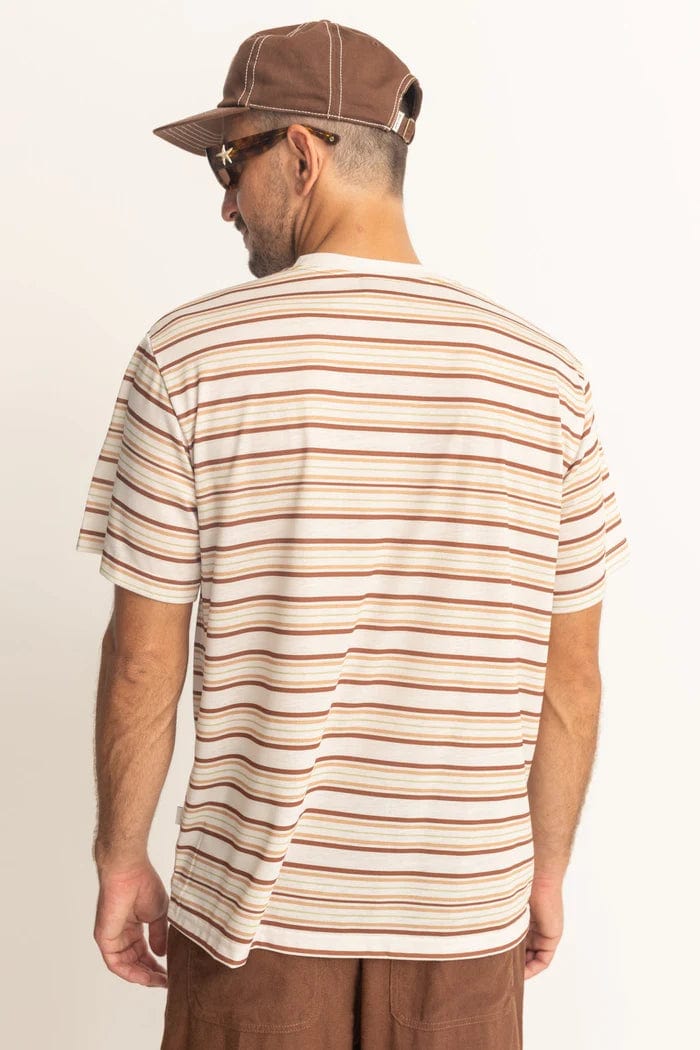 Rhythm Mens Mens Vintage Stripe Ss T Shirt - Natural Rhythm Vintage Stripe Ss T Shirt - Natural