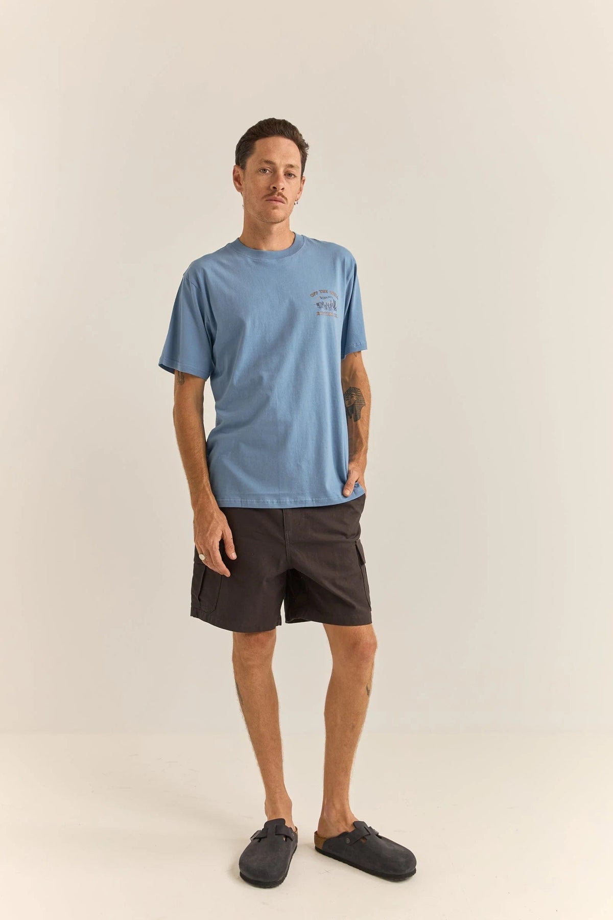 Rhythm Mens Worn Path Short Sleeve T-Shirt - Sea Rhythm Worn Path Short Sleeve T-Shirt - Sea Splash Swimwear Mens Clothing