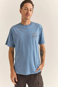 Rhythm Mens Worn Path Short Sleeve T-Shirt - Sea Rhythm Worn Path Short Sleeve T-Shirt - Sea Splash Swimwear Mens Clothing