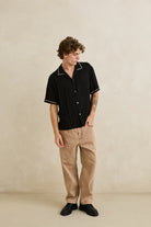 Rhythm Rhythm Diego Short Sleeve Shirt - Black Rhythm Diego Short Sleeve Shirt - Black Splash Swimwear Tops