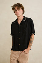 Rhythm Rhythm Diego Short Sleeve Shirt - Black Rhythm Diego Short Sleeve Shirt - Black Splash Swimwear Tops