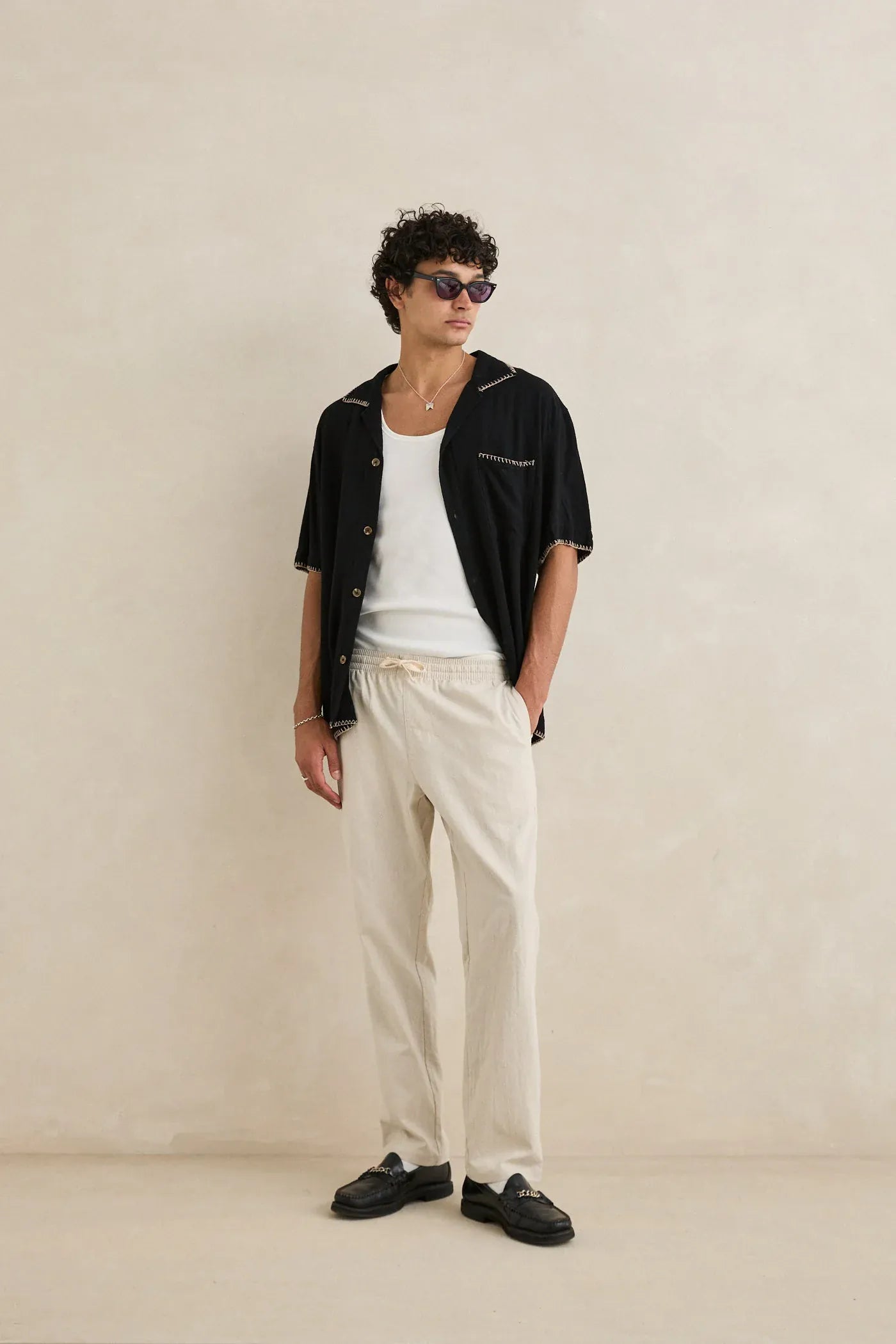 Rhythm Rhythm Linen Jam Pant Bone Rhythm Linen Jam Pant Bone Splash Swimwear Pants
