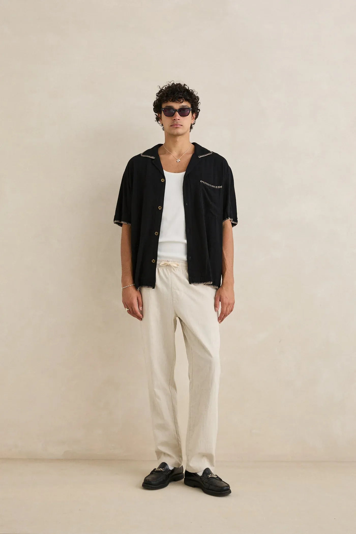 Rhythm Rhythm Linen Jam Pant Bone Rhythm Linen Jam Pant Bone Splash Swimwear Pants