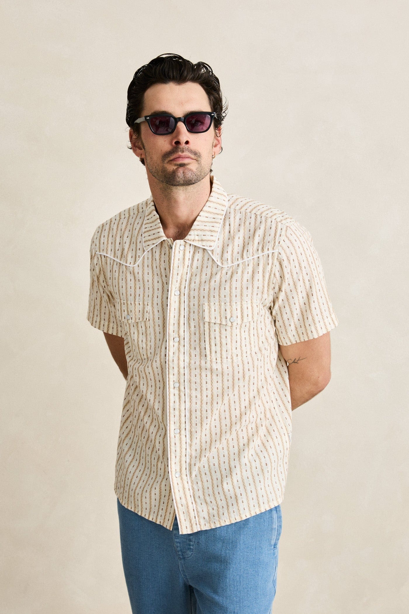 Rhythm Rhythm Lone Pine Stripe SS Shirt Lone Pine Stripe SS Shirt | Rhythm Splash Swimwear Tops