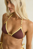 Rhythm Rhythm Tierra Contrast Slide Tri Top - Chocolate Rhythm Tierra Contrast Slide Tri Top - Chocolate Splash Swimwear Bikini Tops