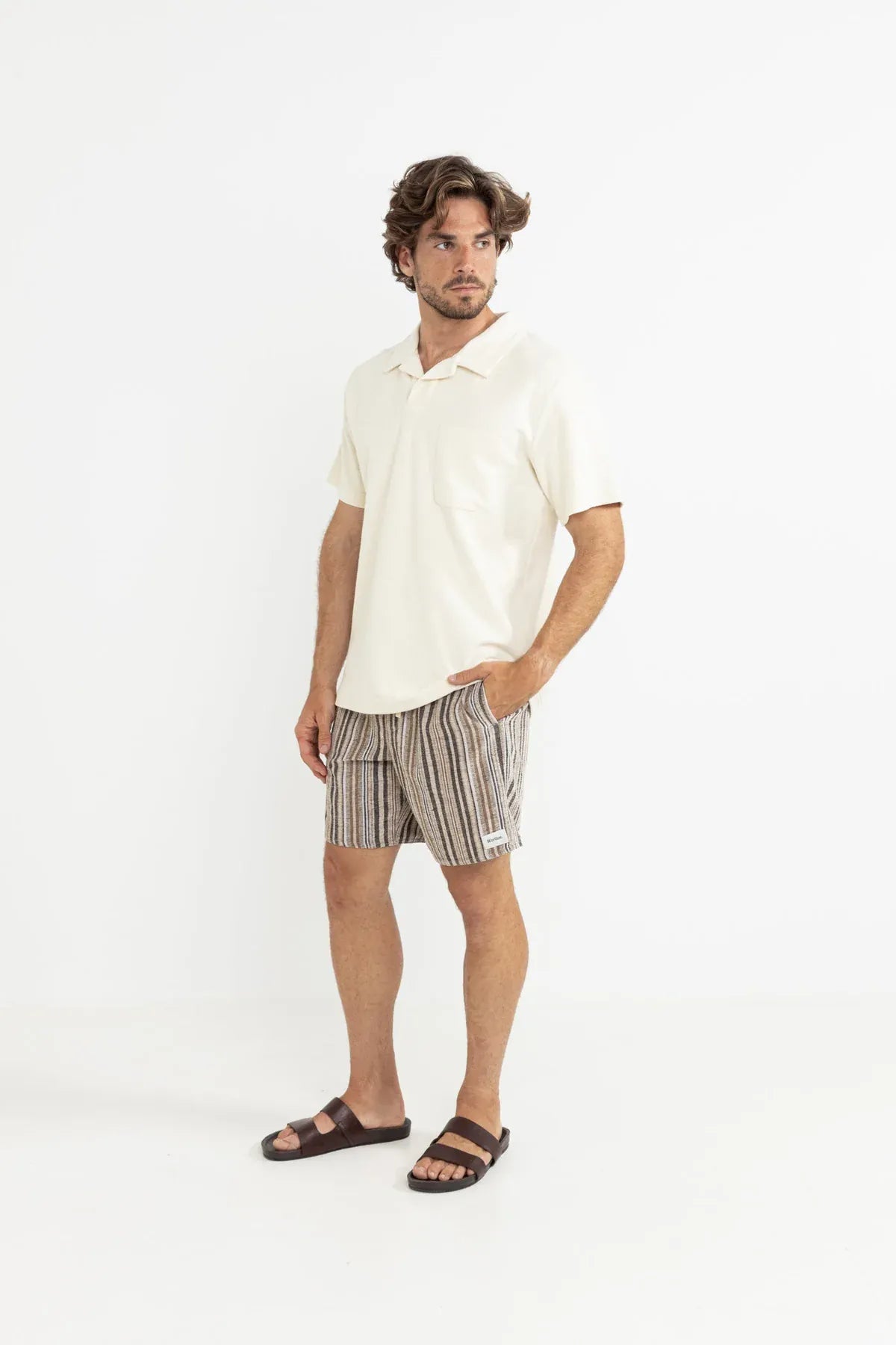 Rhythm Rhythm Vintage Terry Polo - Natural Rhythm Vintage Terry Polo - Natural Splash Swimwear Tops