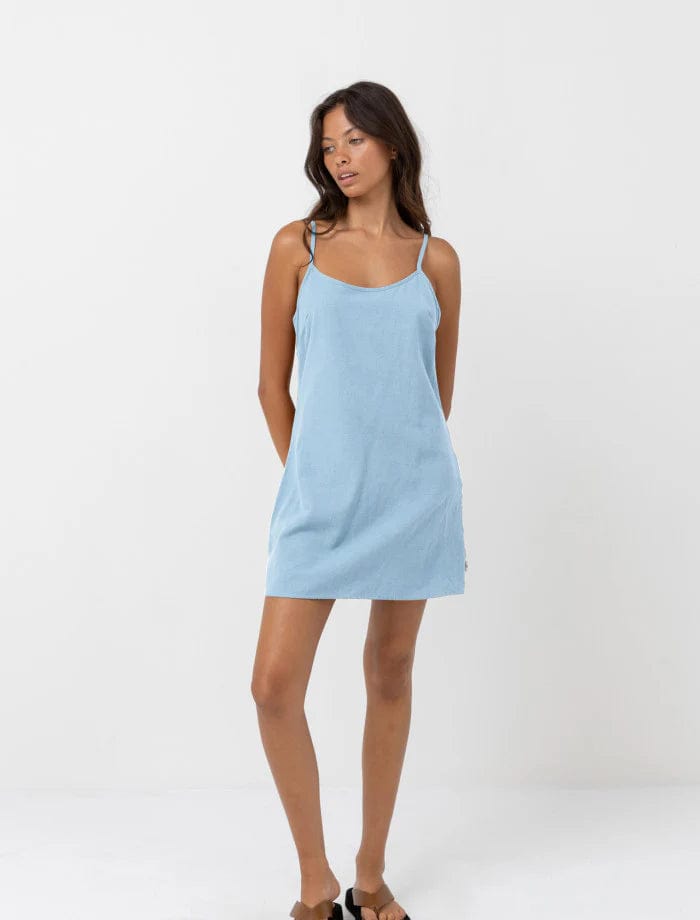 Rhythm Womens Classic Slip Dress - Blue Rhythm Classic Slip Dress - Blue Splash Swimwear Dresses