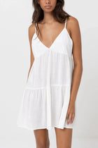 Rhythm Womens Classic Tiered Mini Dress CLA24W-DR03-WHT Rhythm Classic Tiered Mini Dress - Chocolate Splash Swimwear Dresses White / 6/XS 9360397094107