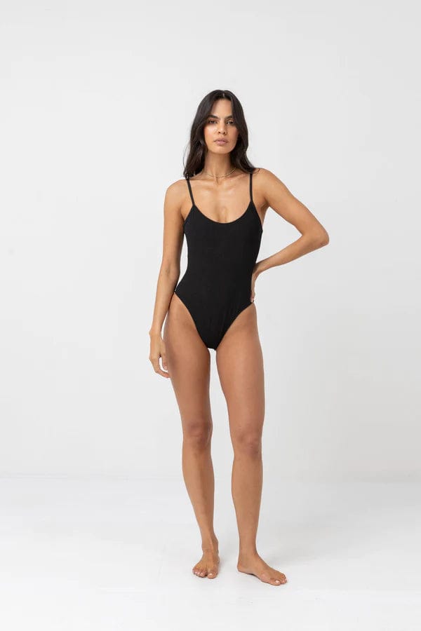 Rhythm Womens Isla Rib Eco Minimal One Piece Rhythm Isla Rib Eco Minimal One Piece Splash Swimwear One Pieces