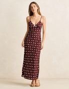 Rhythm Womens Polka Dot Bias Midi Dress - Cafe Polka Dot Bias Midi Dress - Cafe Splash Swimwear