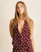 Rhythm Womens Polka Halter Top - Cafe Polka Halter Top - Cafe Splash Swimwear