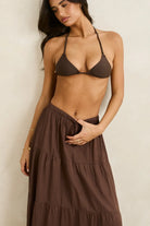 Rhythm Womens Rhythm Classic Tiered Maxi Skirt - Chocolate Rhythm Classic Tiered Maxi Skirt - Chocolate Splash Swimwear Skirts