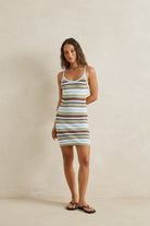 Rhythm Womens Rhythm Frankie Stripe Knit Mini Dress - Marine Green Rhythm Frankie Stripe Knit Mini Dress Marine Green Splash Swimwear Dresses