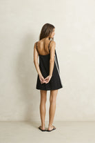 Rhythm Womens Rhythm Linen Lace Slip Mini Dress - Black Rhythm Linen Lace Slip Mini Dress Black Splash Swimwear Dresses