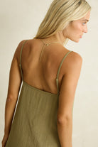 Rhythm Womens Rhythm Linen Lace Slip Mini Dress - Olive Rhythm Linen Lace Slip Mini Dress Olive Splash Swimwear Dresses