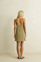 Rhythm Womens Rhythm Linen Lace Slip Mini Dress - Olive Rhythm Linen Lace Slip Mini Dress Olive Splash Swimwear Dresses