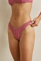 Rhythm Womens Rhythm Lola Check Hi Cut Pant - Plum Rhythm Lola Check Hi Cut Pant Plum Splash Swimwear Bikini Bottoms