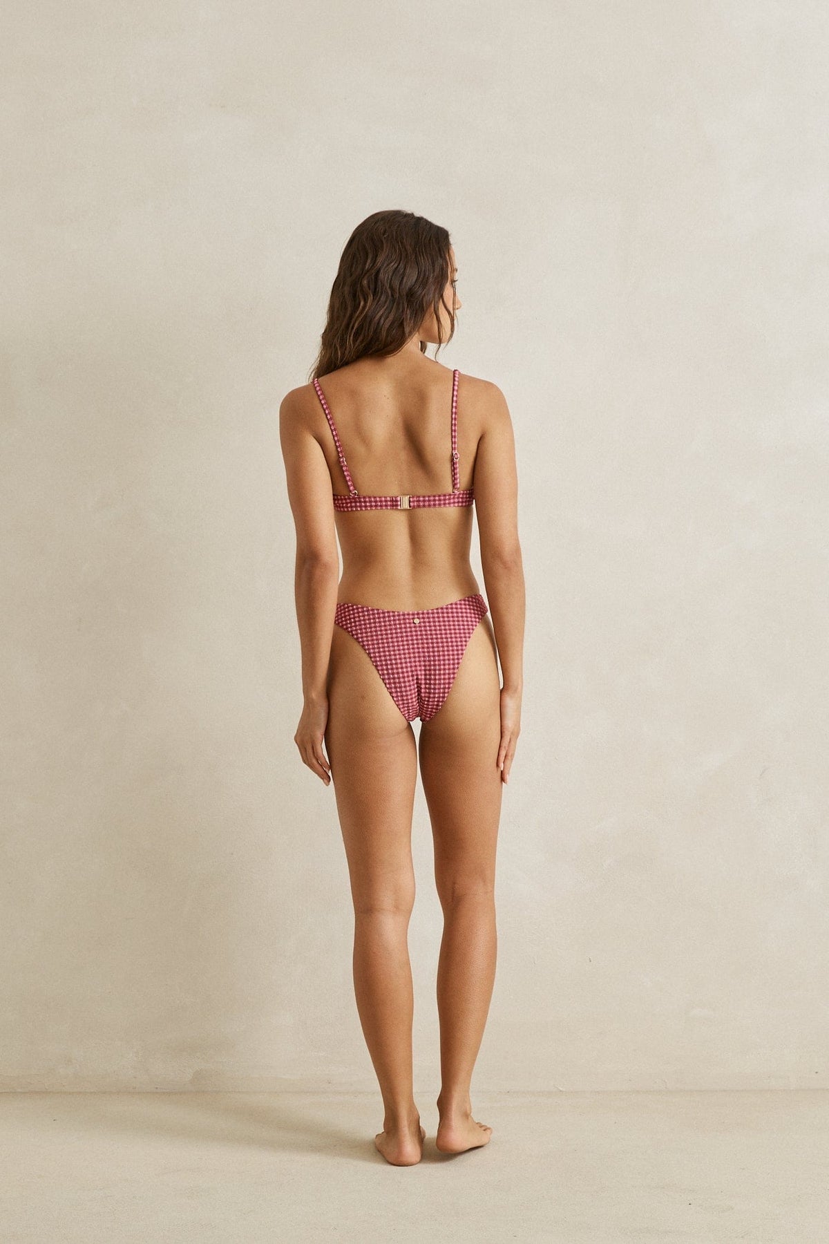Rhythm Womens Rhythm Lola Check Hi Cut Pant - Plum Rhythm Lola Check Hi Cut Pant Plum Splash Swimwear Bikini Bottoms