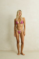 Rhythm Womens Rhythm Lola Check Slide Tri Top - Plum Rhythm Lola Check Slide Tri Top Plum Splash Swimwear Bikini Tops